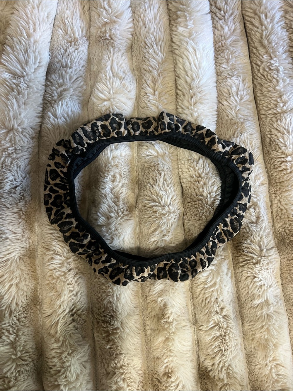 Leopard Print Elastic steering wheel cover - Black and Brown